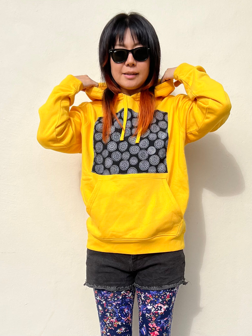 Handmade Upcycled Kimono Organic Cotton Hoodie XL size