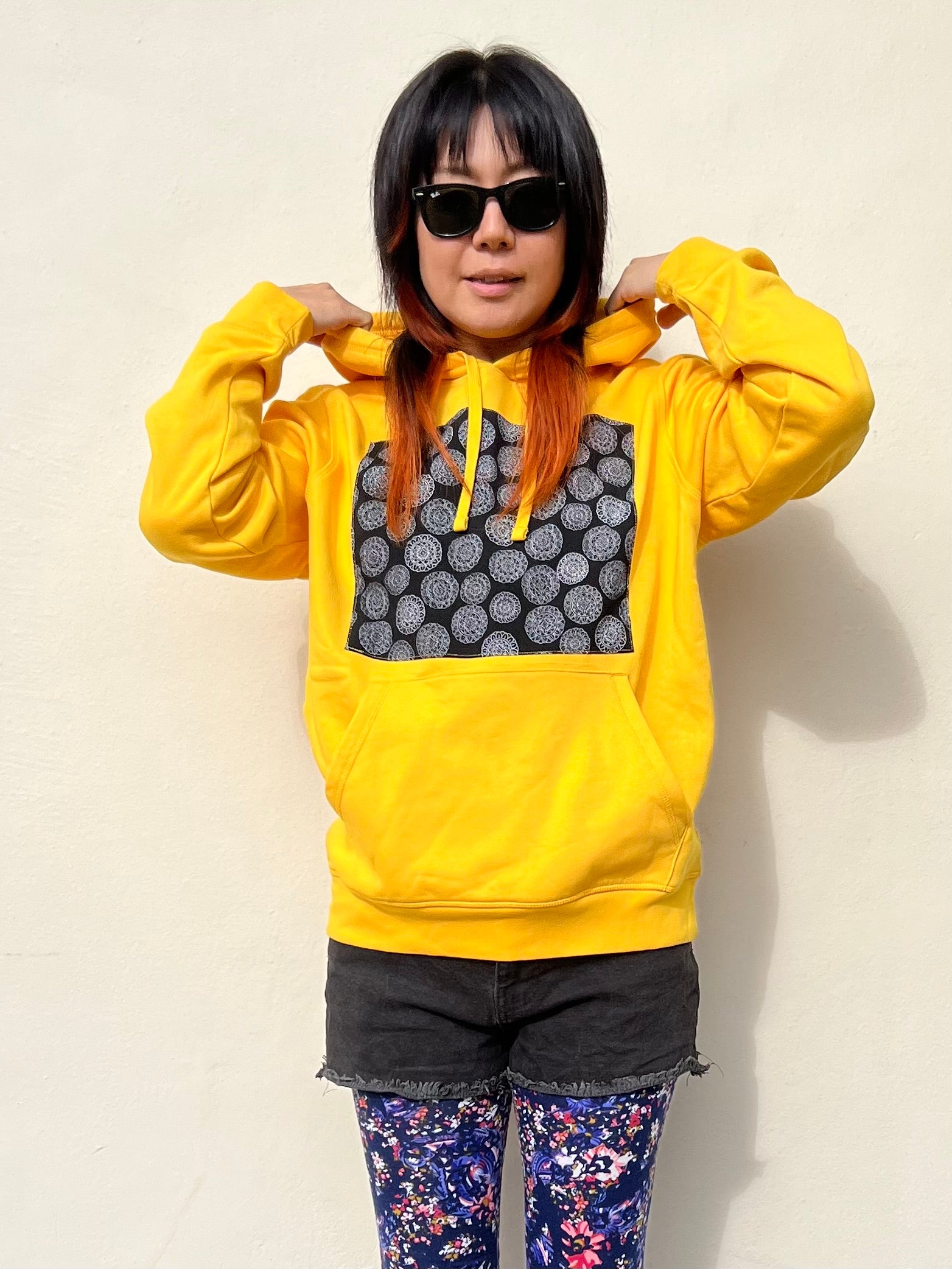 Handmade Upcycled Kimono Organic Cotton Hoodie XL size