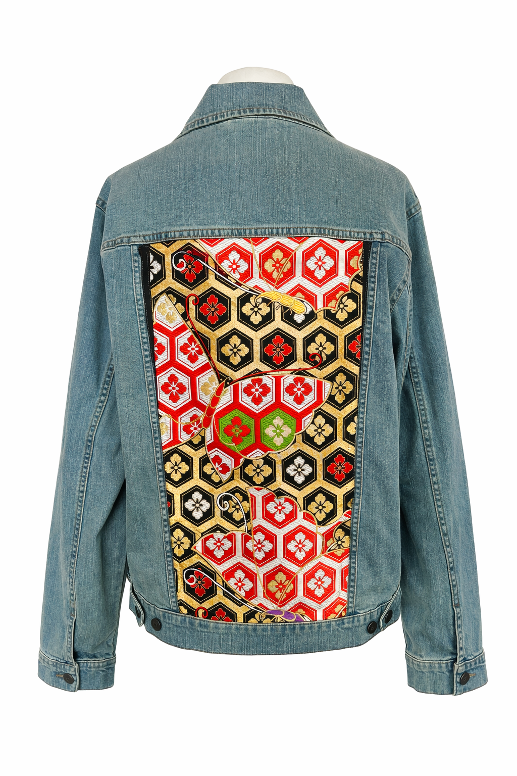 Japanese Obi Denim Jacket – One of One Reworked Vintage Silk Panel