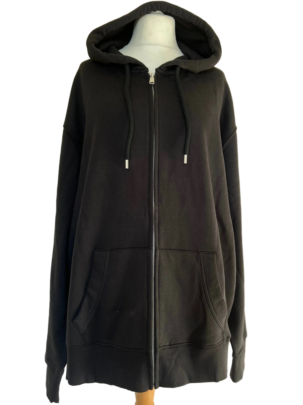 Black Zip up Hoodie front
