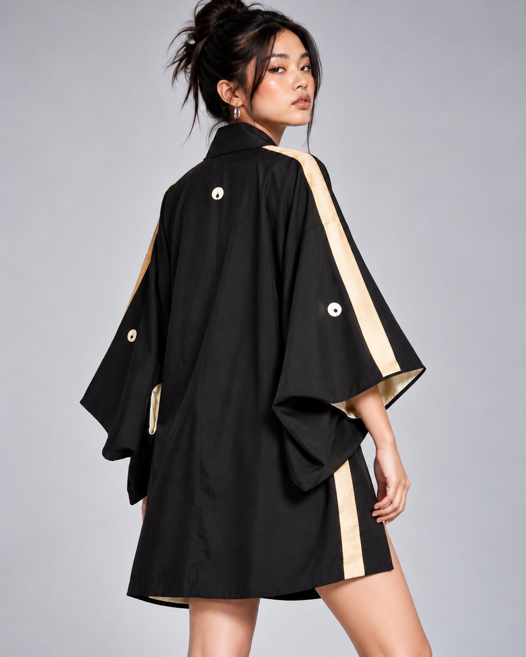 Reworked Vintage Japanese Five Family Crest Kimono Jacket