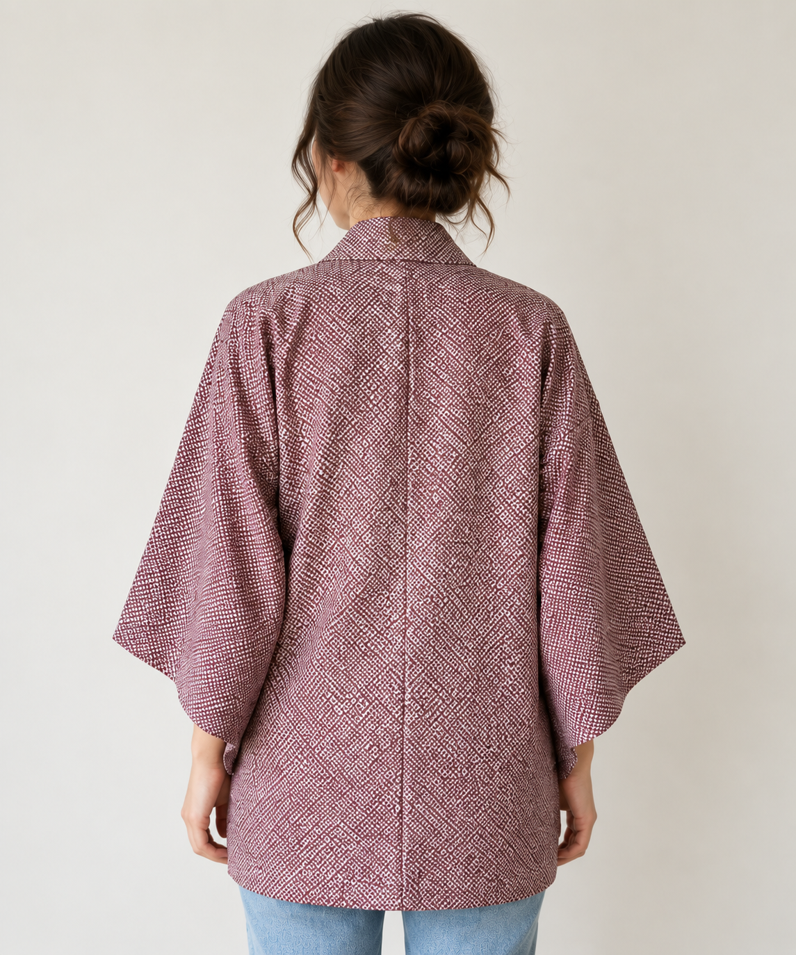 Vintage Japanese Kimono Jacket – Mauve Geometric Haori