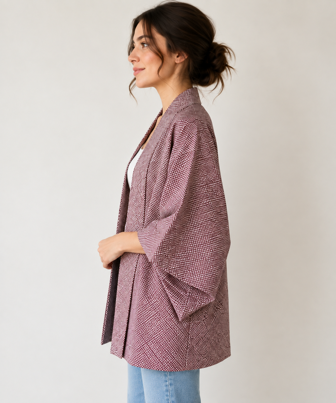 Vintage Japanese Kimono Jacket – Mauve Geometric Haori