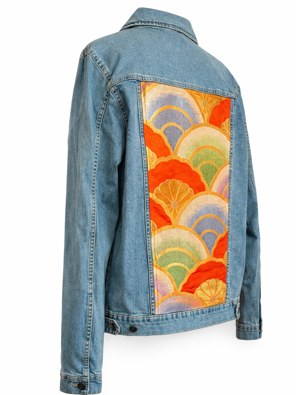Japanese Obi Denim Jacket – One of One Reworked Vintage Silk Panel