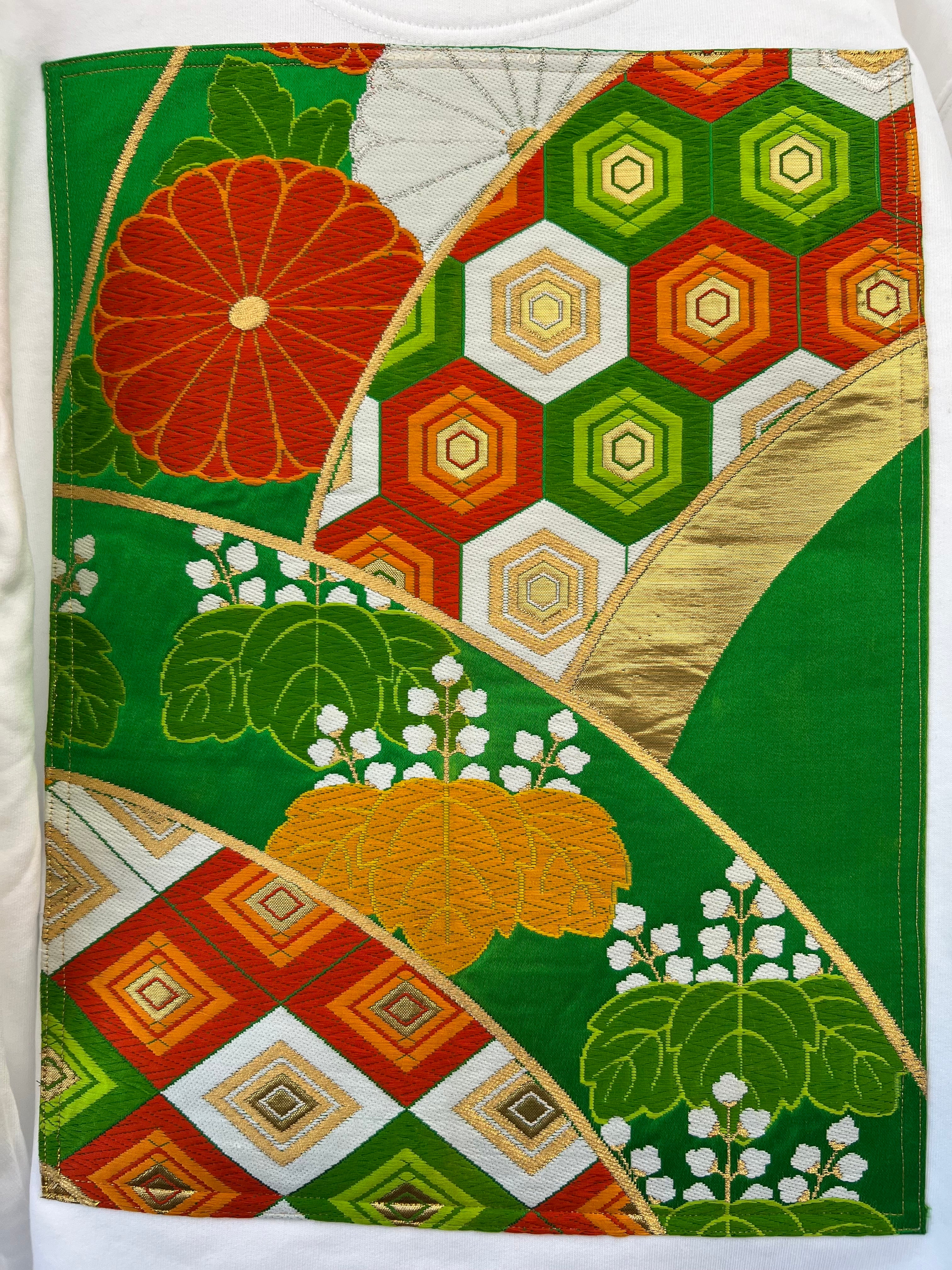 Handmade Upcycled Obi Organic Cotton Hoodie Msize