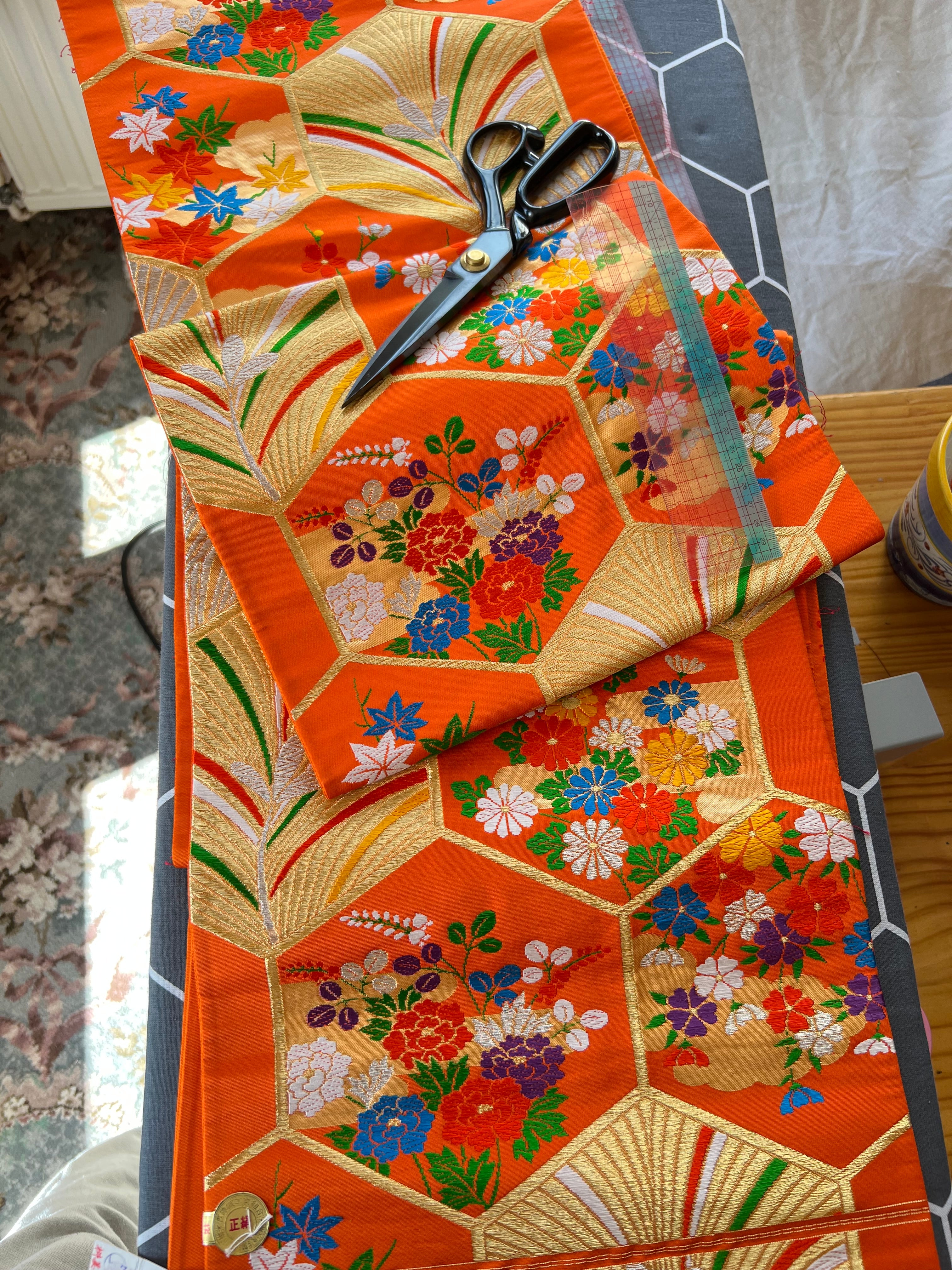 Japanese Obi Denim Jacket – One of One Reworked Vintage Silk Panel