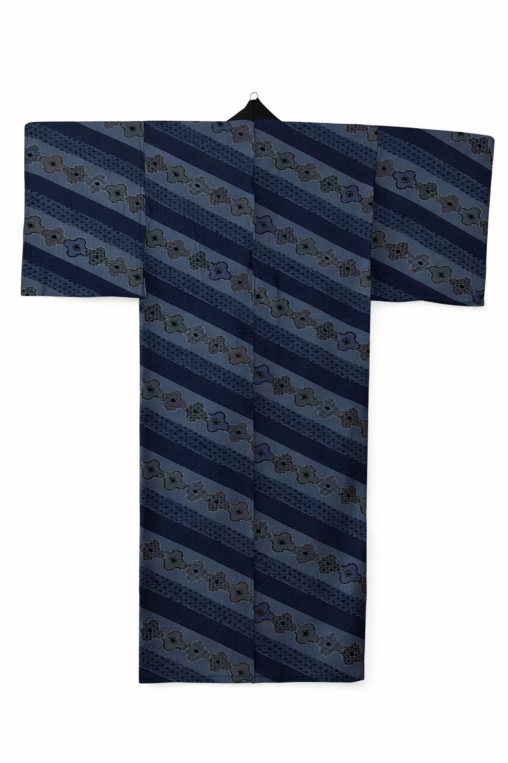 Sheer Wool Men’s Kimono Robe – Indigo Grey Vintage Juban