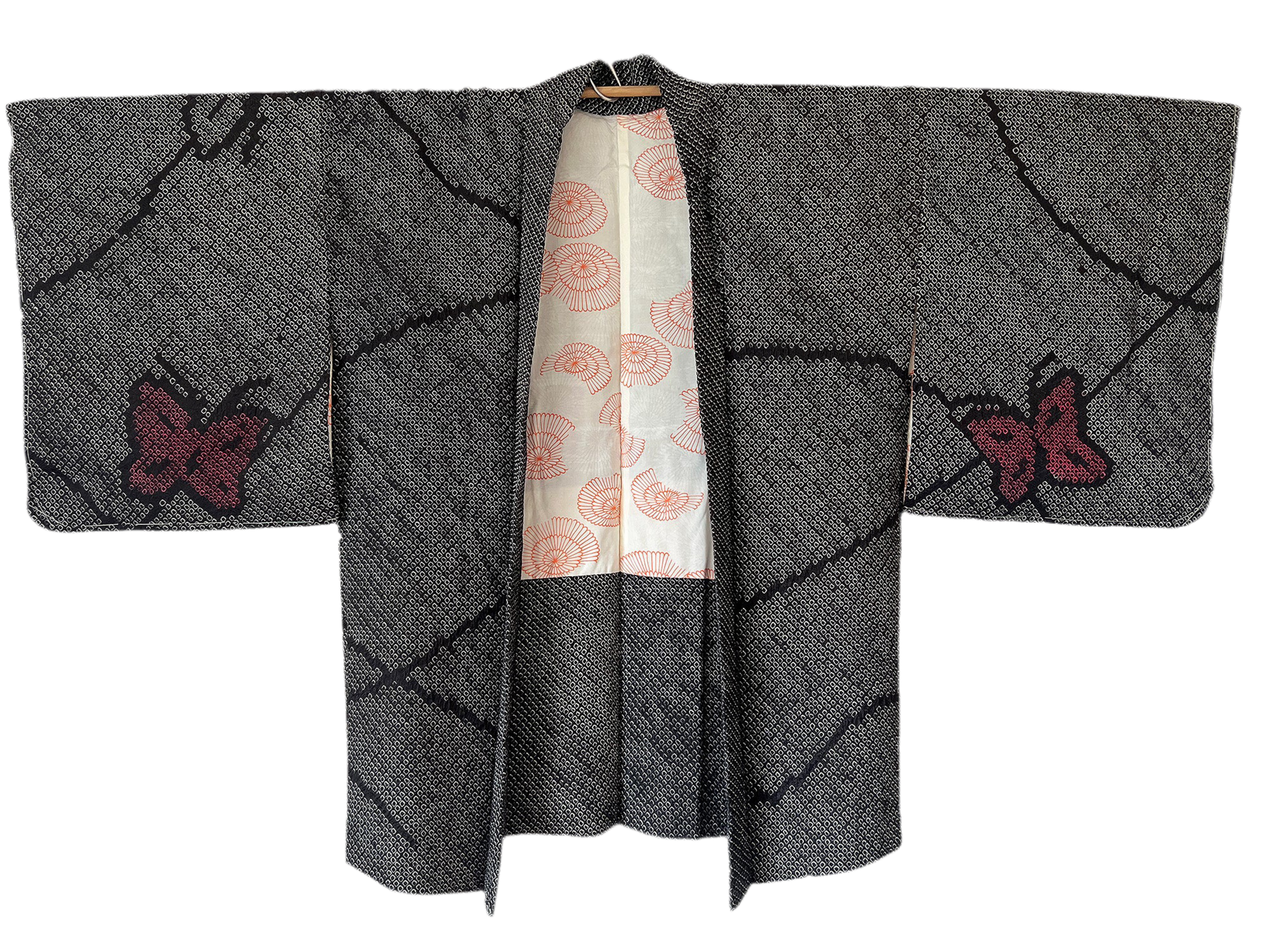 Shibori black butterfly vintage haori