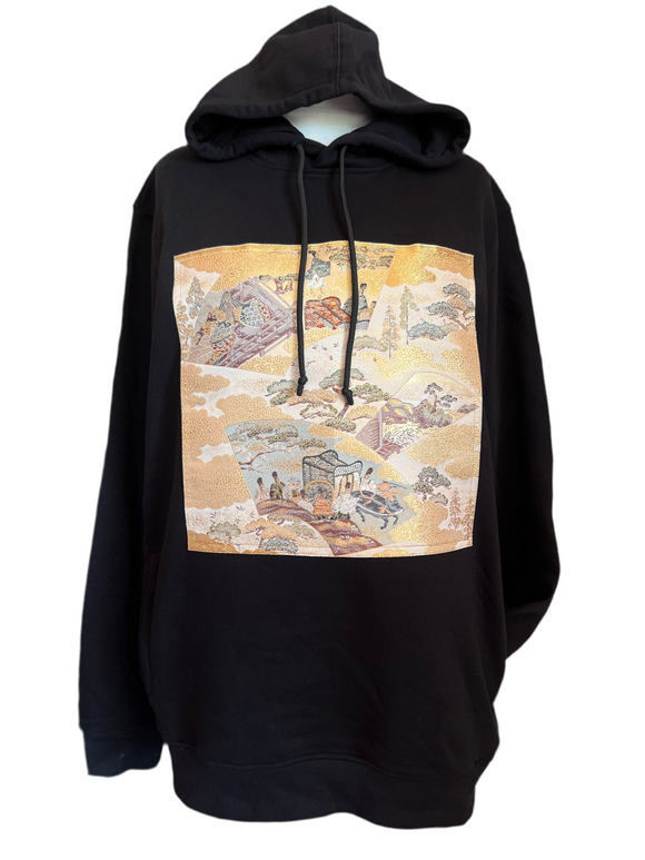 Handmade Upcycled Obi Organic Cotton Hoodie 2xLsize