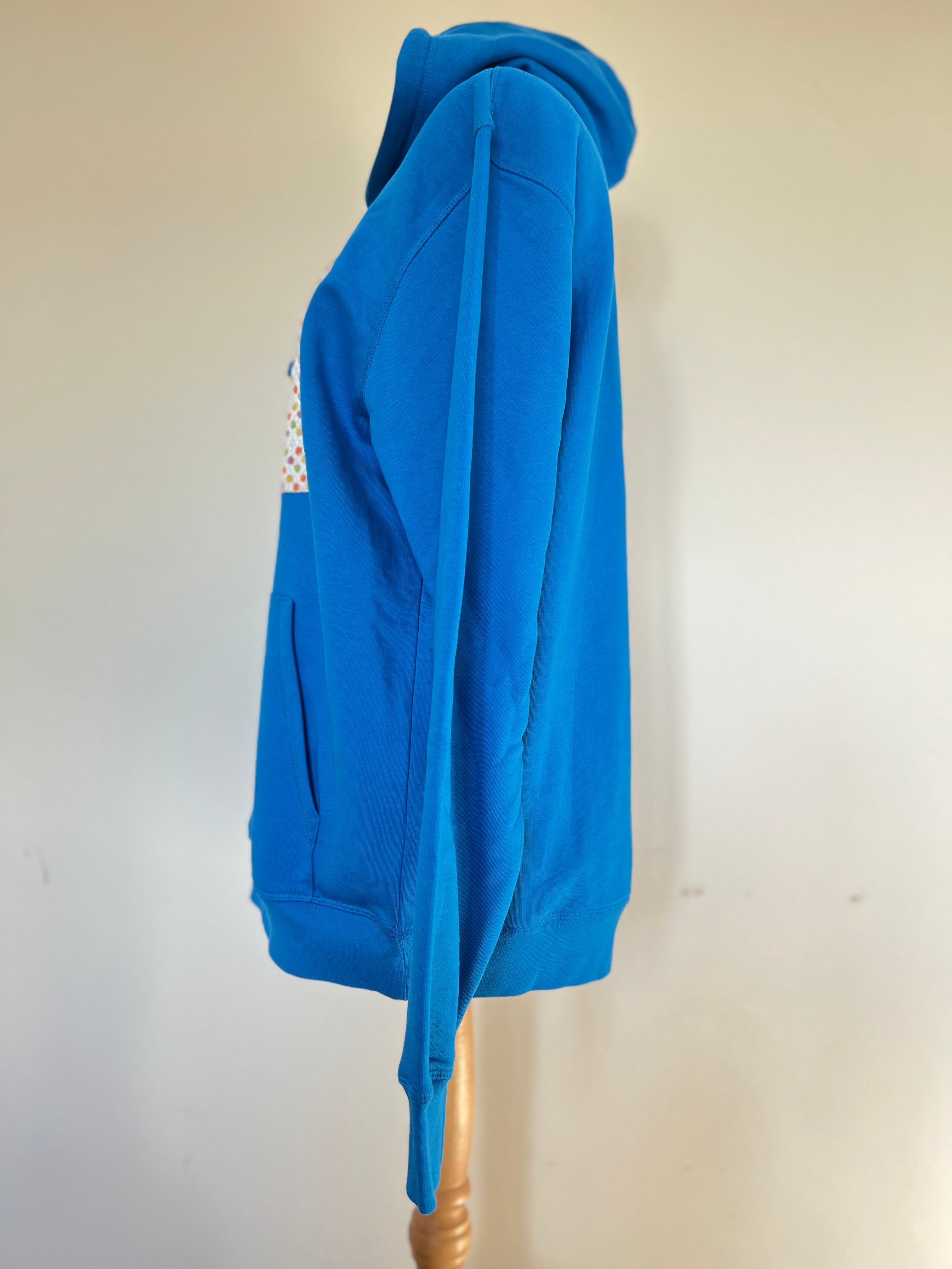 Handmade Upcycled Kimono Organic Cotton Hoodie XL size