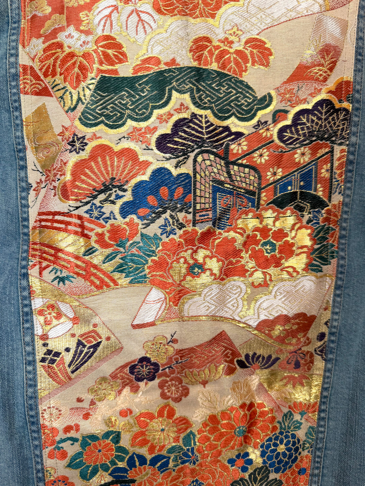 Japanese Obi Denim Jacket – One of One Reworked Vintage Silk Panel