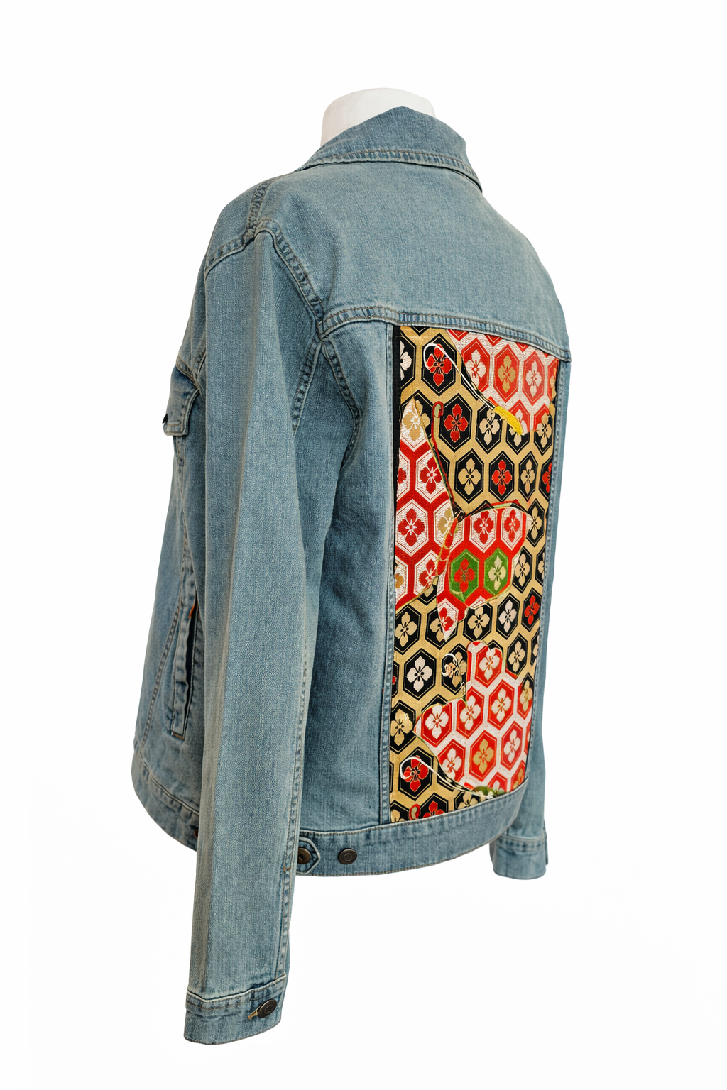 Japanese Obi Denim Jacket – One of One Reworked Vintage Silk Panel