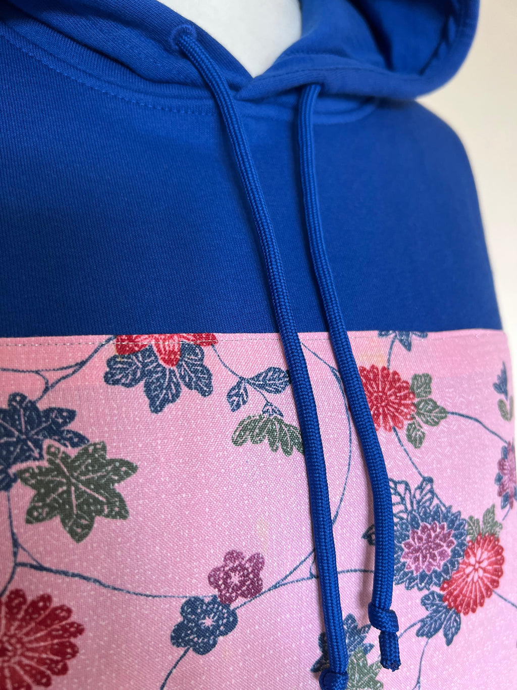 Handmade Upcycled Kimono Organic Cotton Hoodie L size