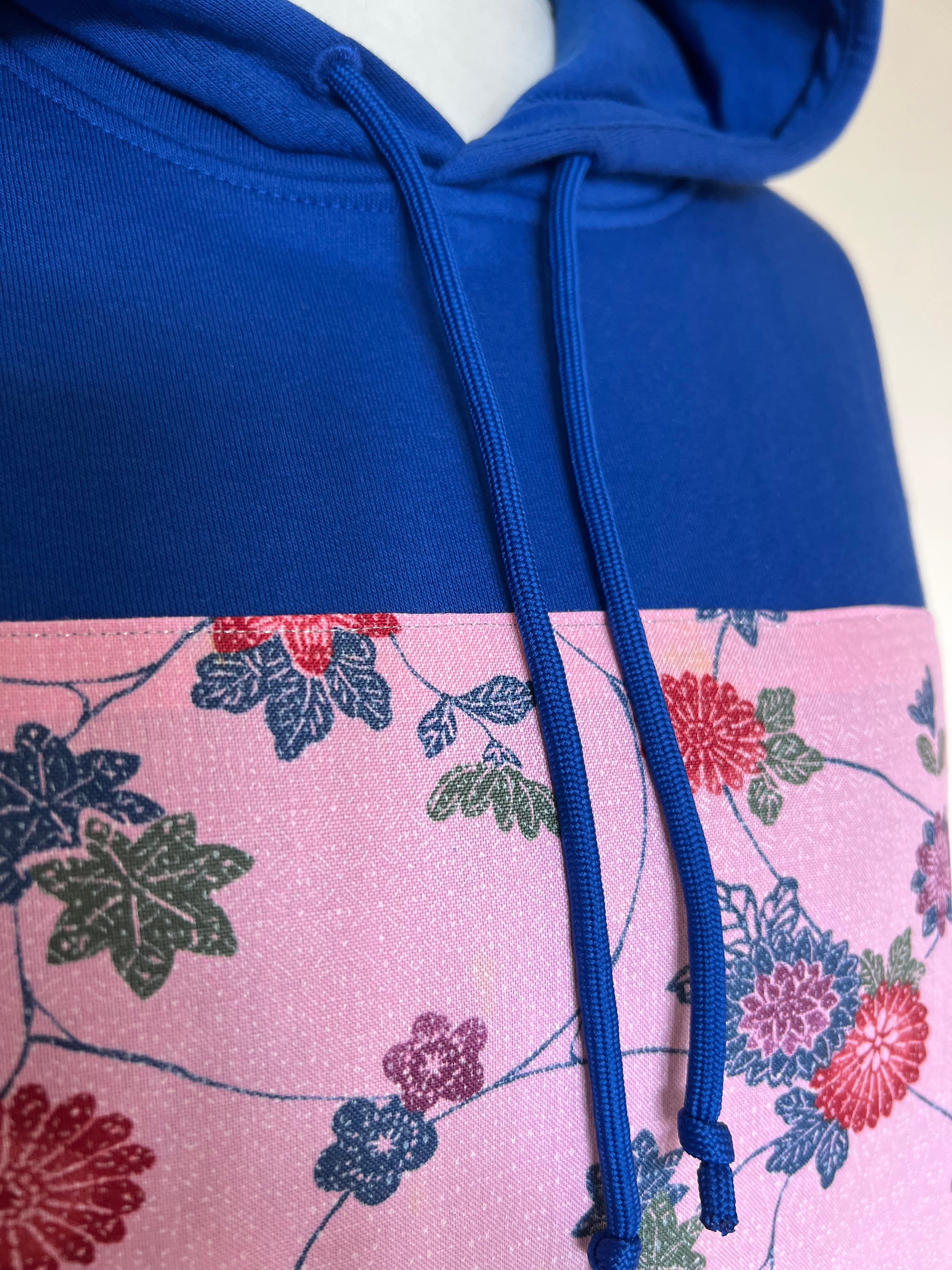 Handmade Upcycled Kimono Organic Cotton Hoodie L size