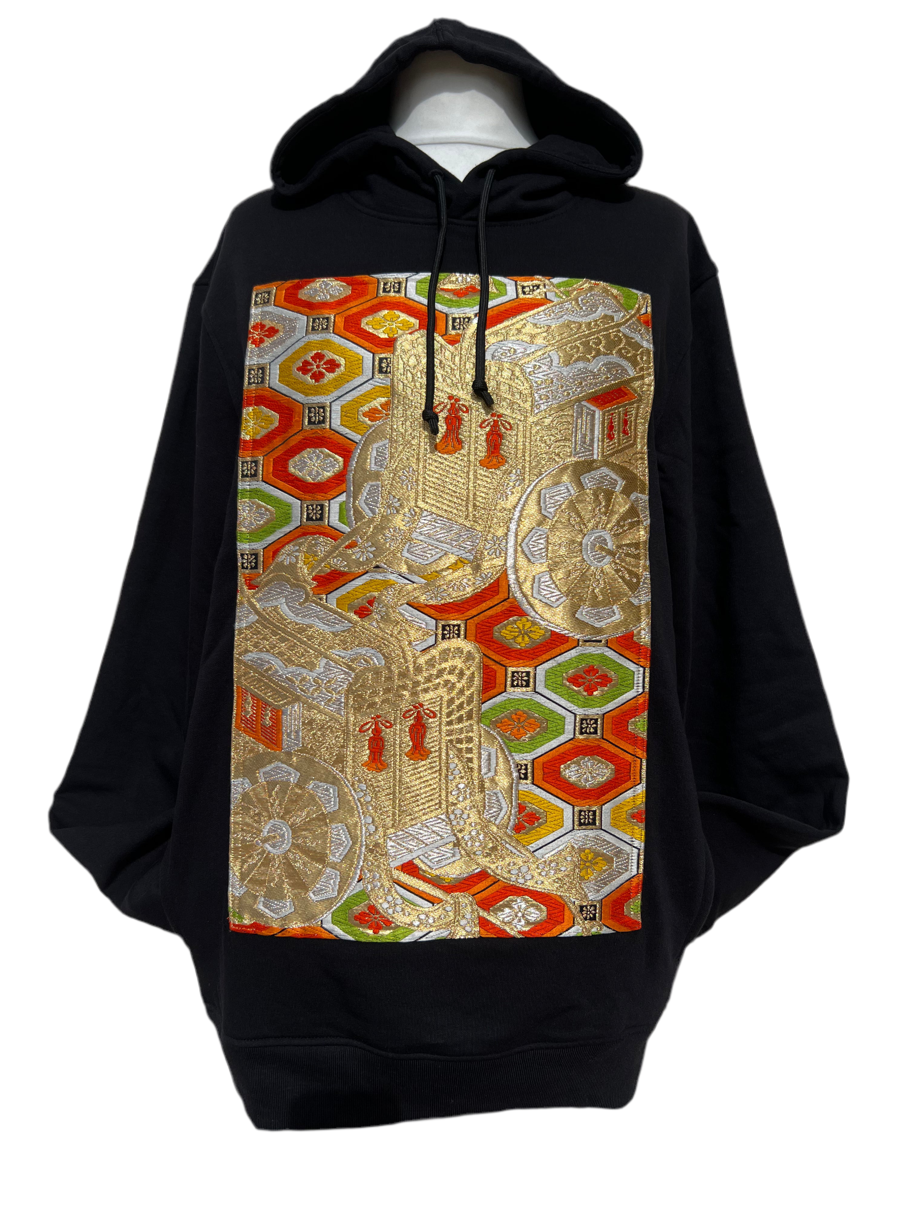 Handmade Upcycled Obi Organic Cotton Hoodie  XLsize