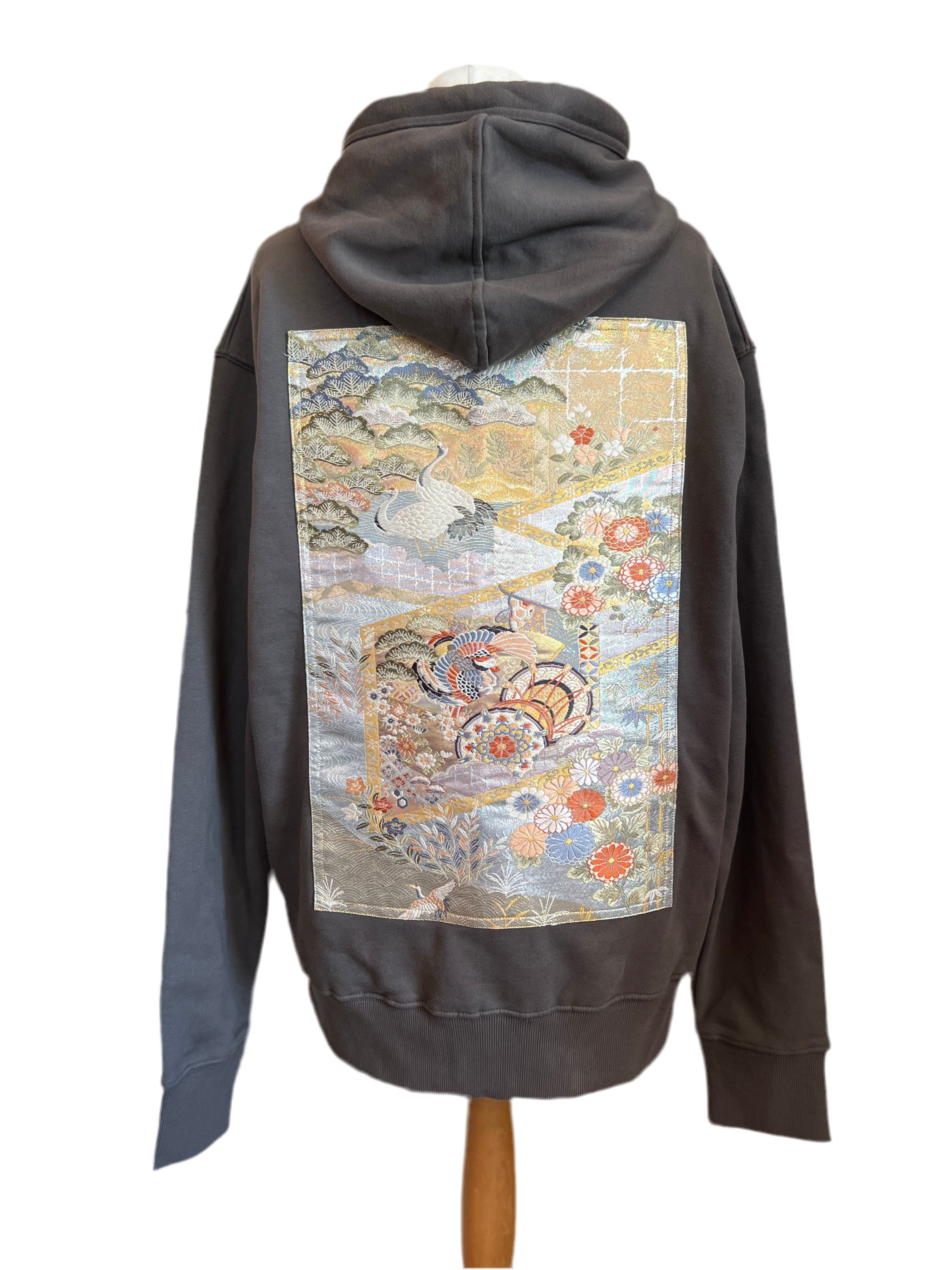 Handmade Upcycled Obi Organic Cotton Hoodie XLsize
