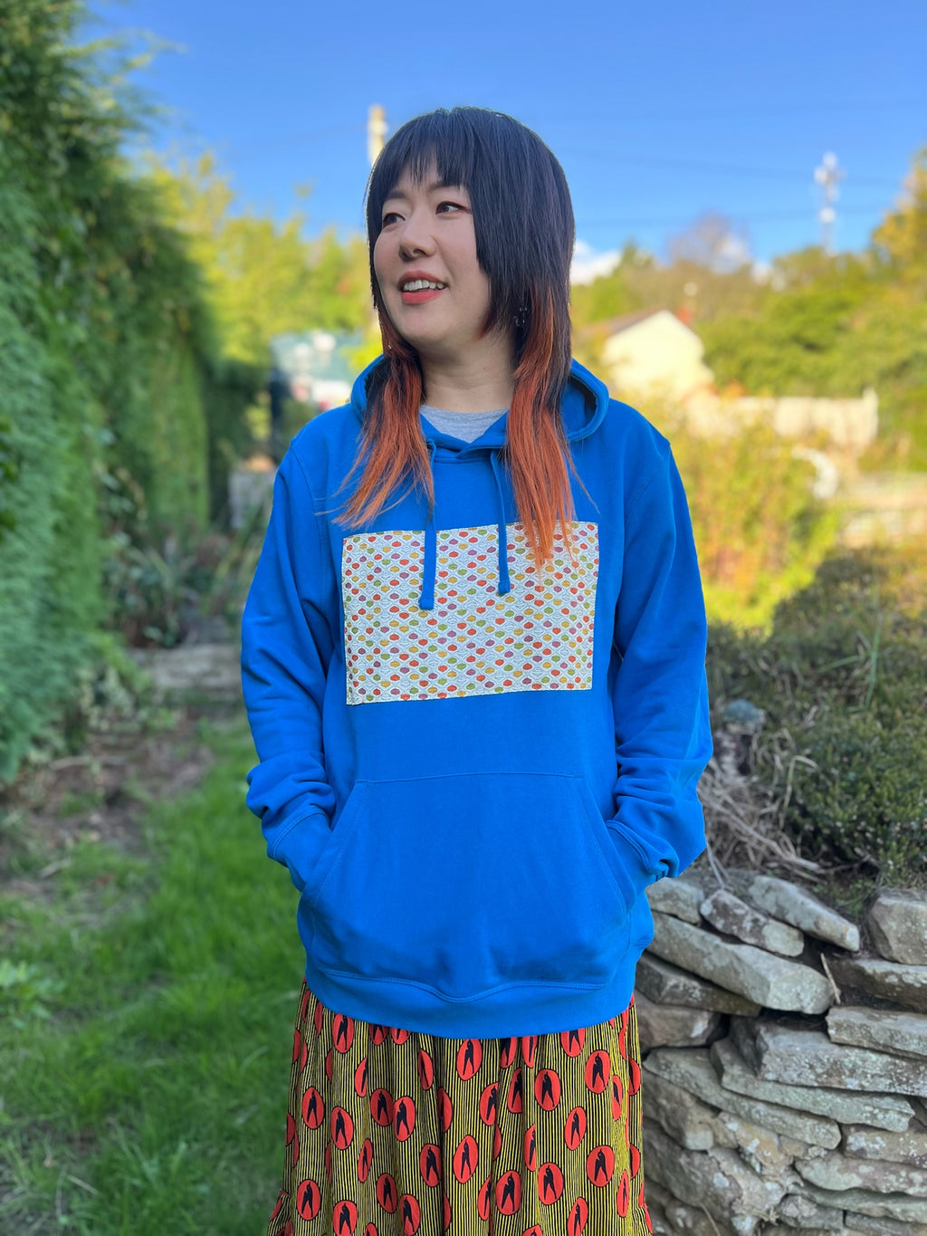 Handmade Upcycled Kimono Organic Cotton Hoodie XL size