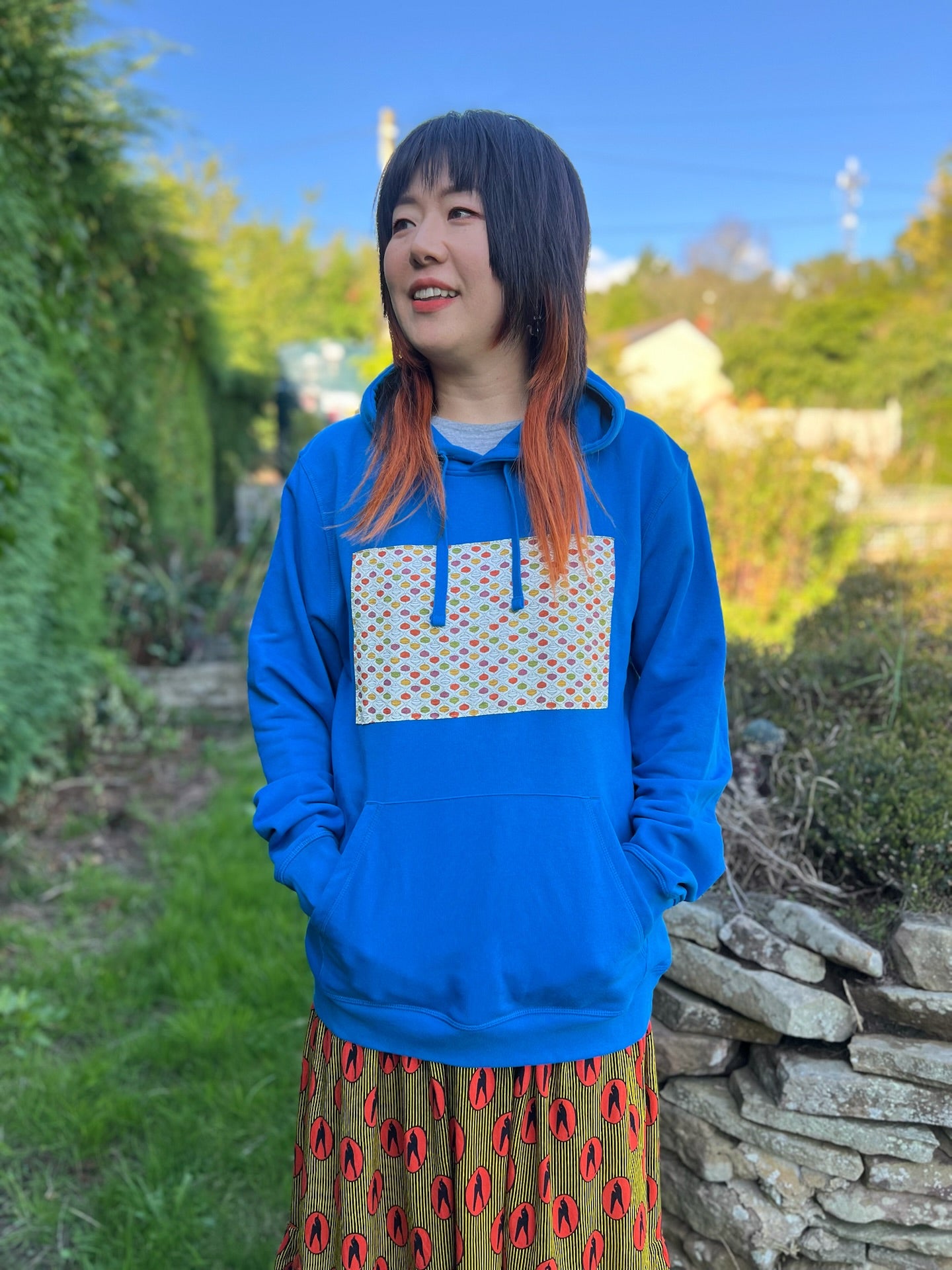 Handmade Upcycled Kimono Organic Cotton Hoodie XL size