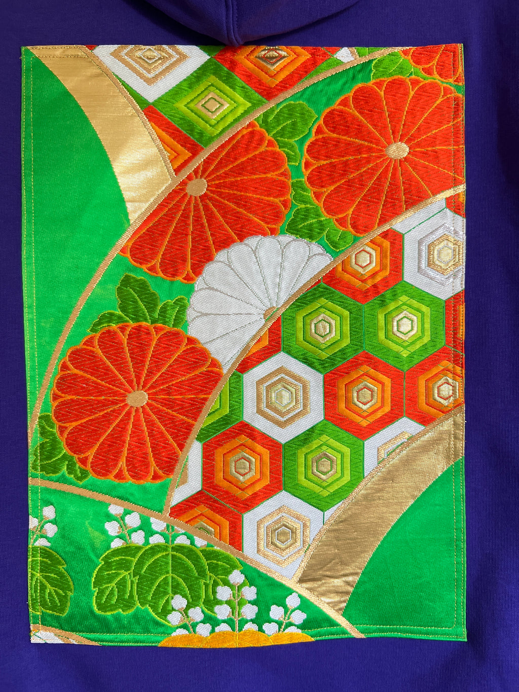 Handmade Upcycled Obi Organic Cotton Hoodie XLsize