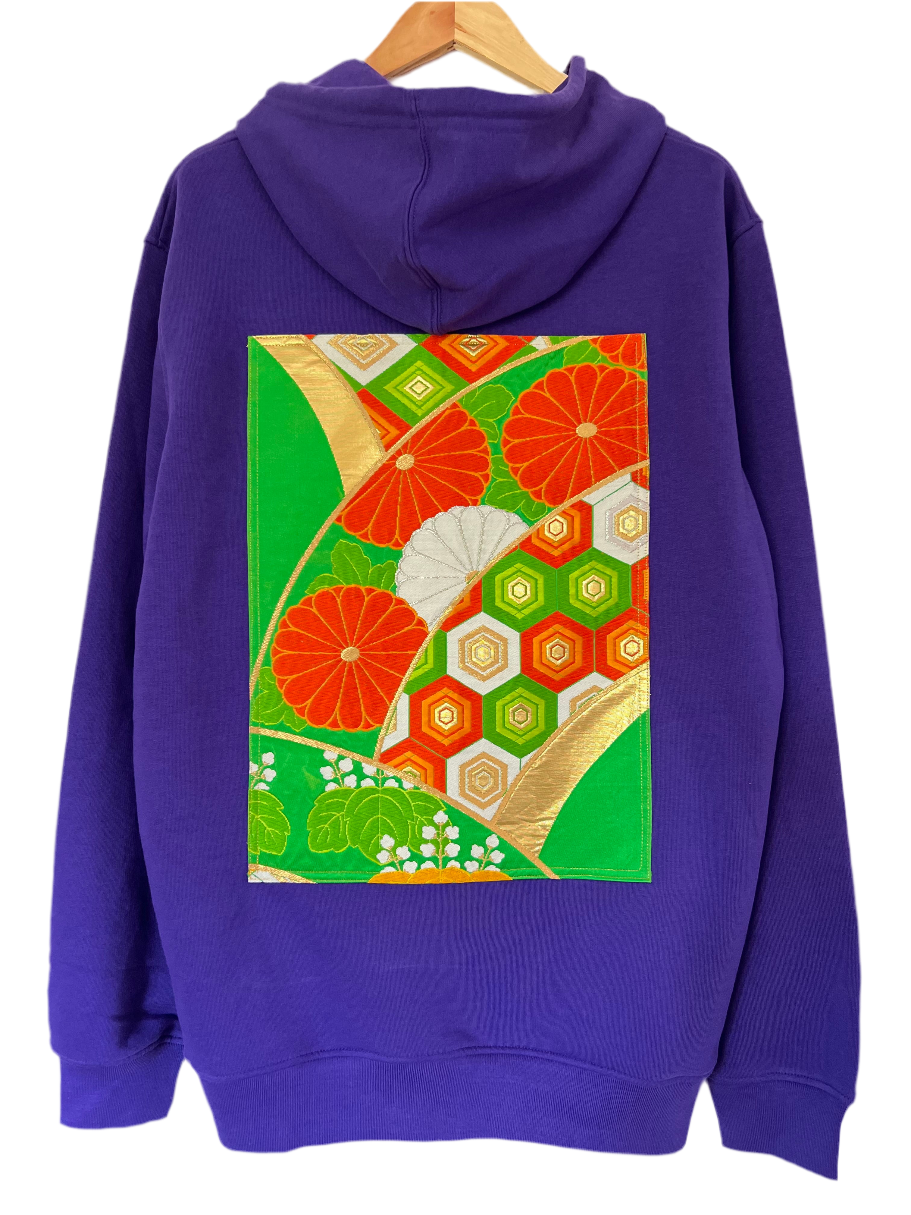 Handmade Upcycled Obi Organic Cotton Hoodie XLsize
