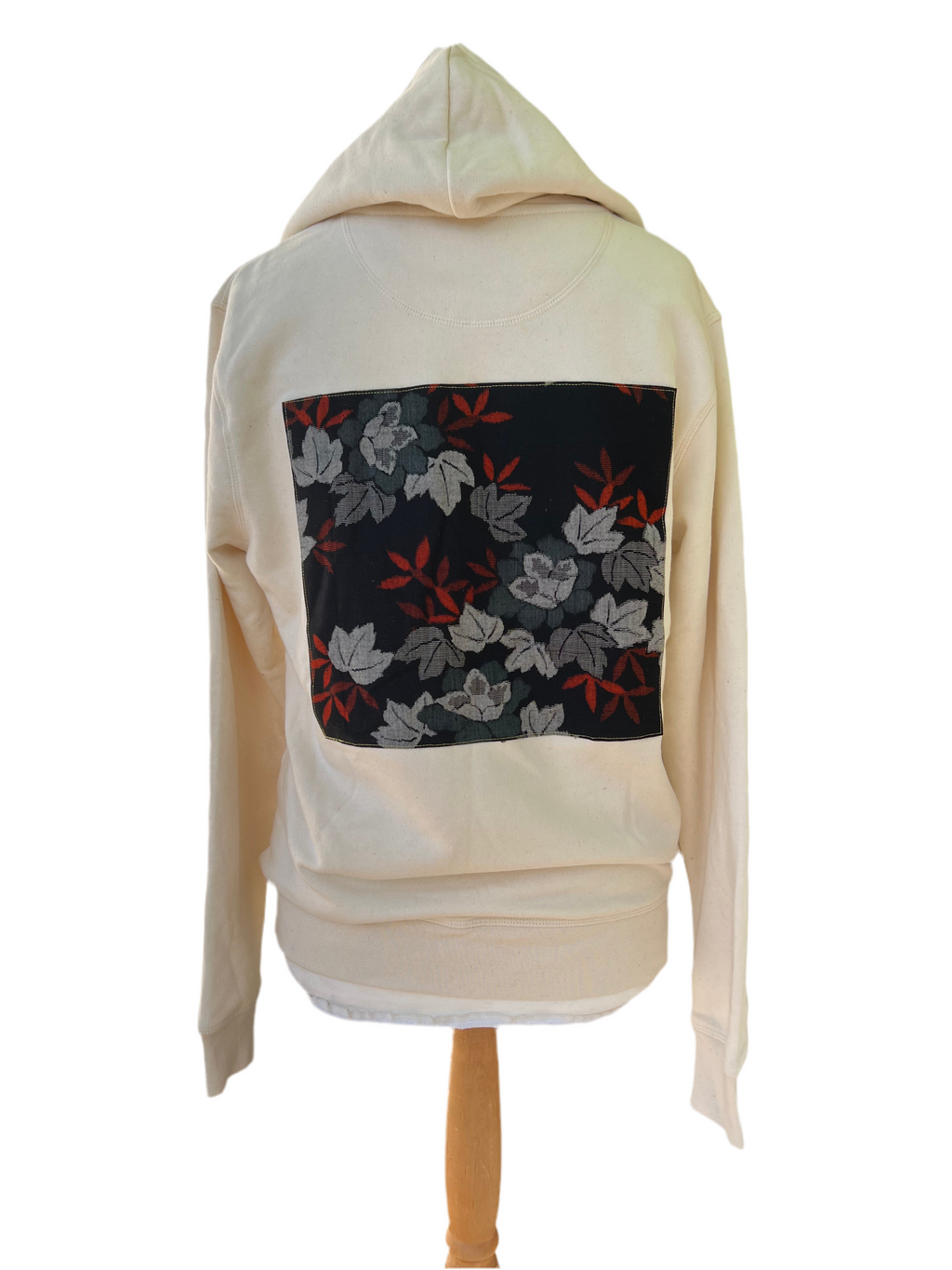 Handmade Upcycled Kimono Organic Cotton Hoodie M size