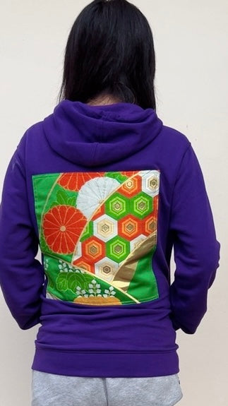 Handmade Upcycled Obi Organic Cotton Hoodie XLsize