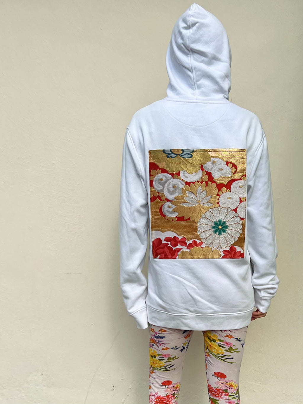 Handmade Upcycled Obi Organic Cotton Hoodie  XLsize