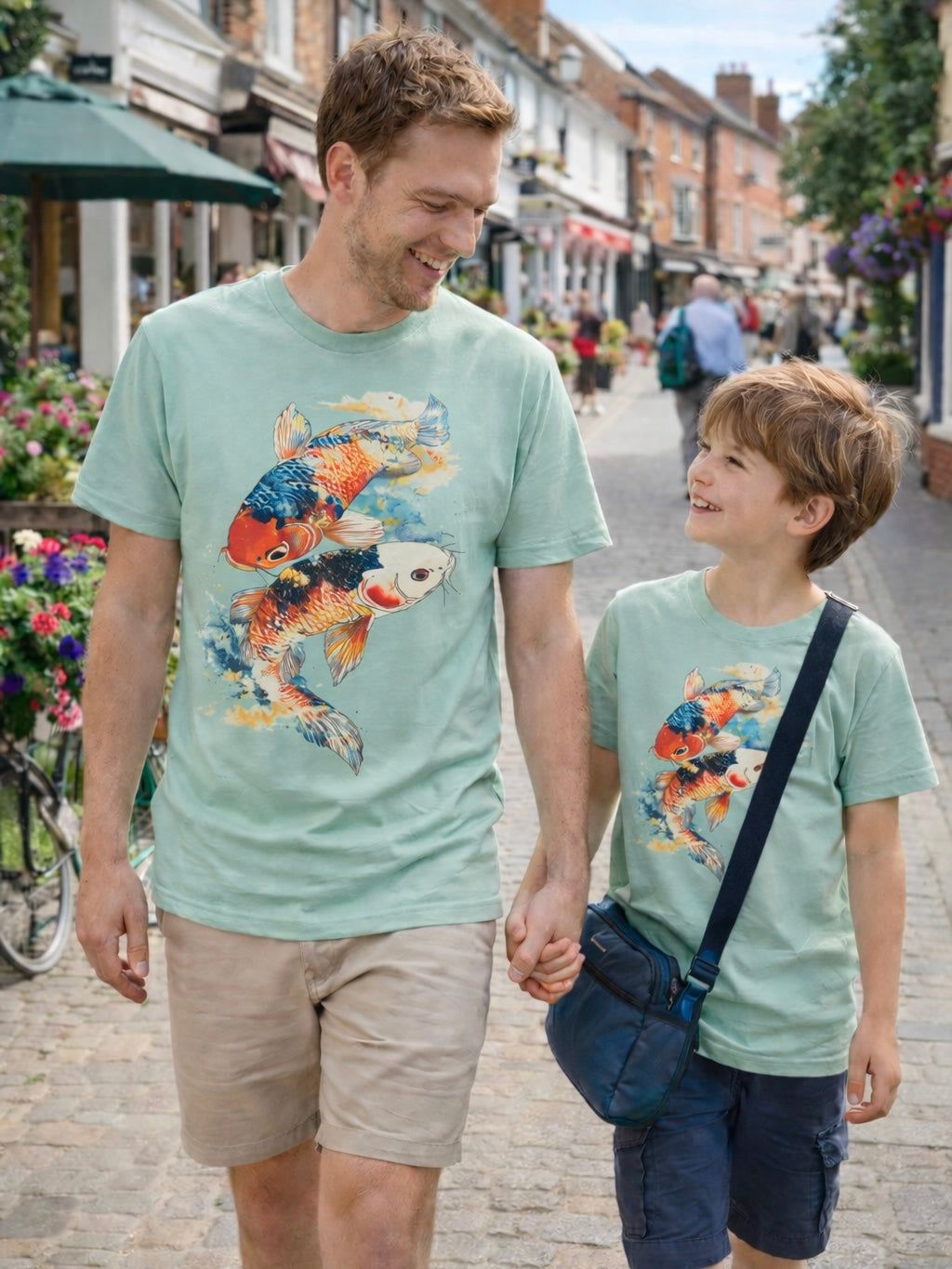 Koi fish Rise Organic cotton T-shirts