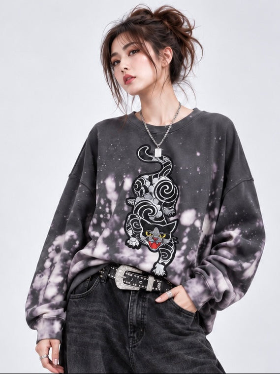 Organic Cotton Galaxy Cat Jumper XL size