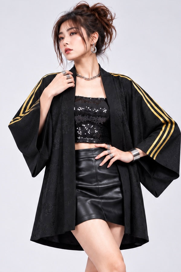 Reworked Vintage Japanese Family Crest Kimono Jacket