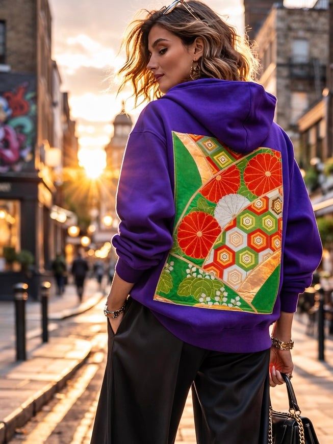 Emerald Fan & Hexagon Obi Hoodie