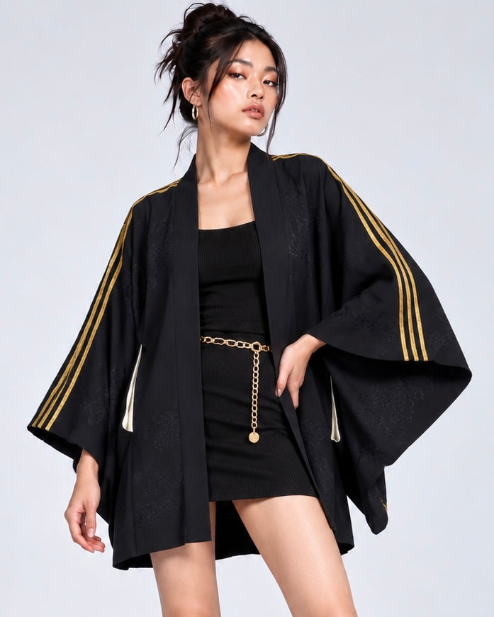 Reworked Vintage Japanese Family Crest Kimono Jacket