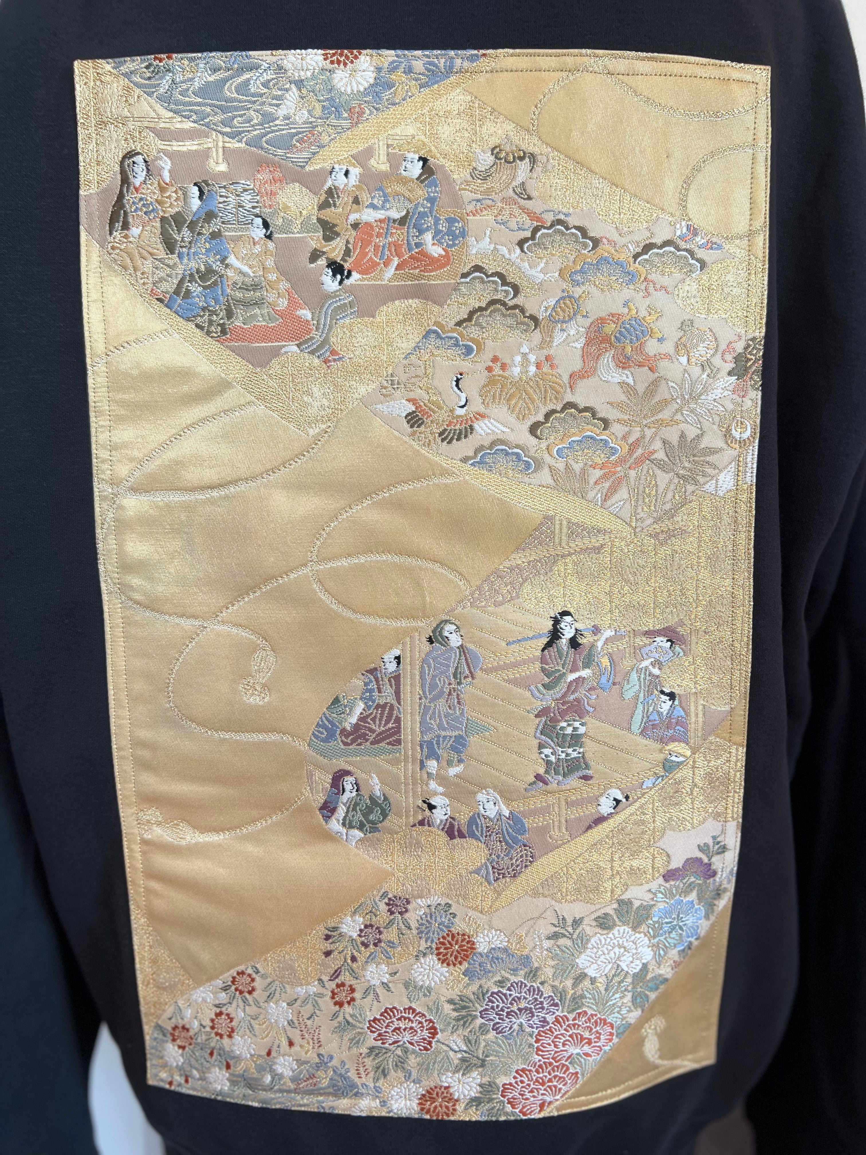 Handmade Upcycled Obi Organic Cotton Hoodie XLsize