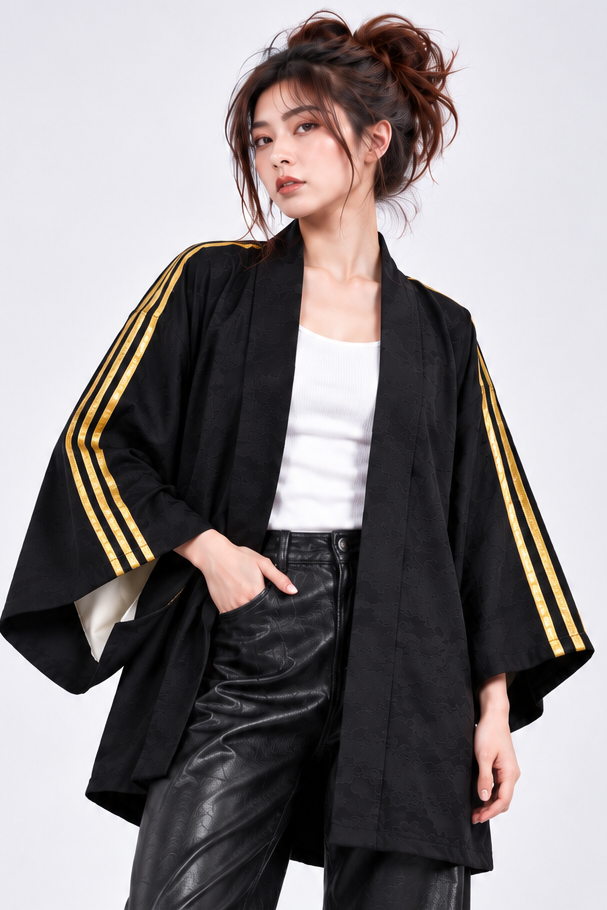 Reworked Vintage Japanese Family Crest Kimono Jacket