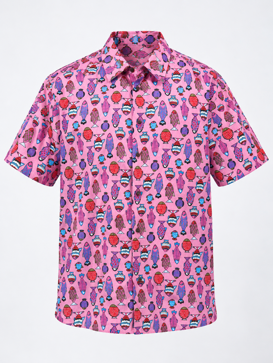 Funky Fish Print Cotton Shirt