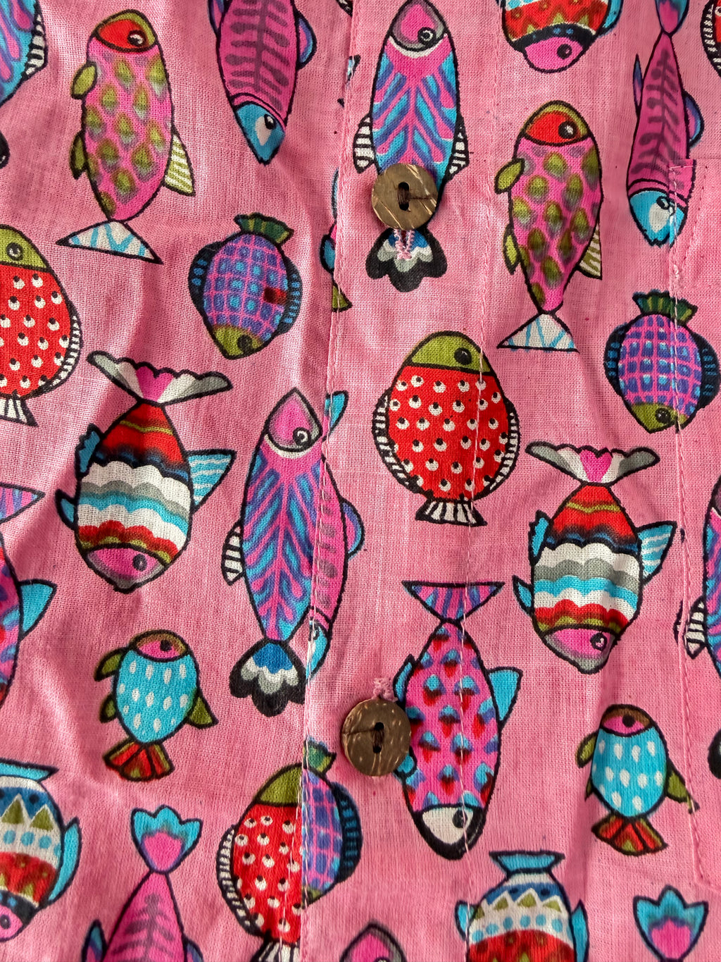 Funky Fish Print Cotton Shirt