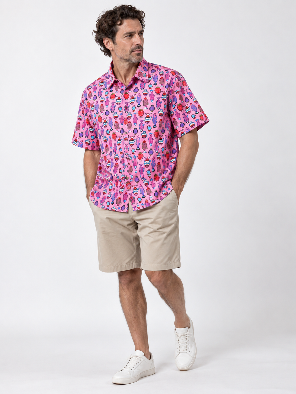 Funky Fish Print Cotton Shirt