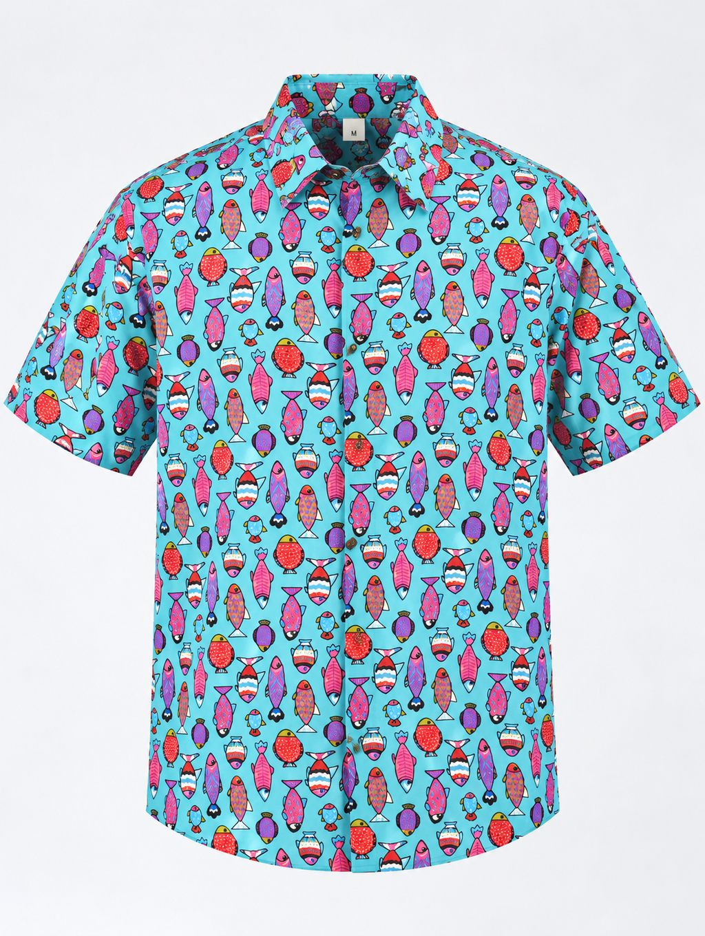 Funky Fish Print Cotton Shirt
