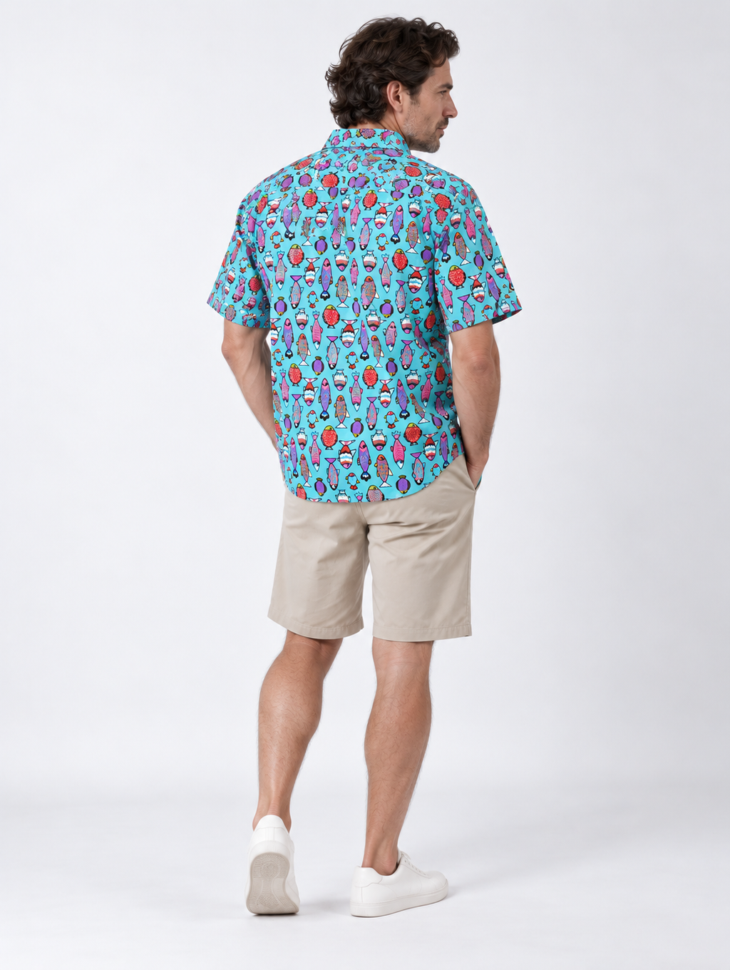 Funky Fish Print Cotton Shirt