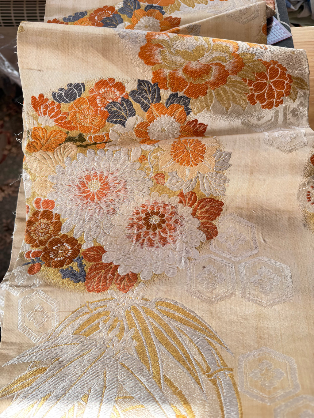 Japanese Obi Denim Jacket – One of One Reworked Vintage Silk Panel