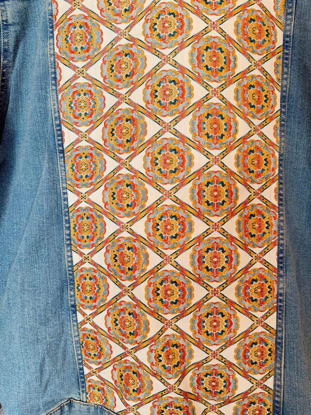 Japanese Obi Denim Jacket – One of One Reworked Vintage Silk Panel