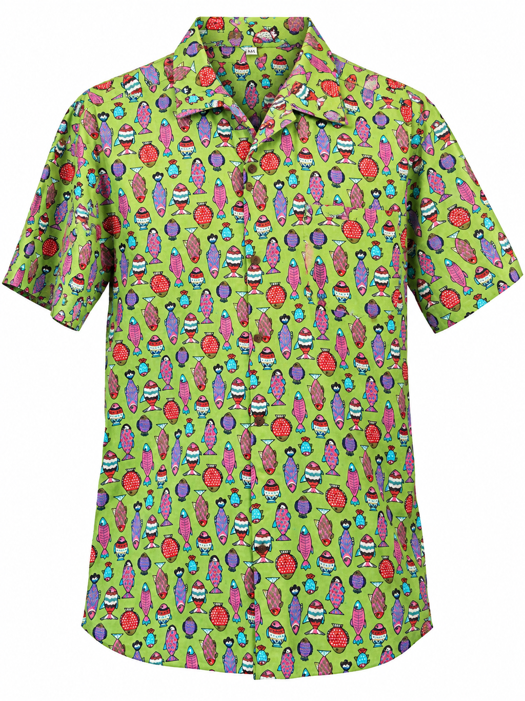 Funky Fish Print Cotton Shirt