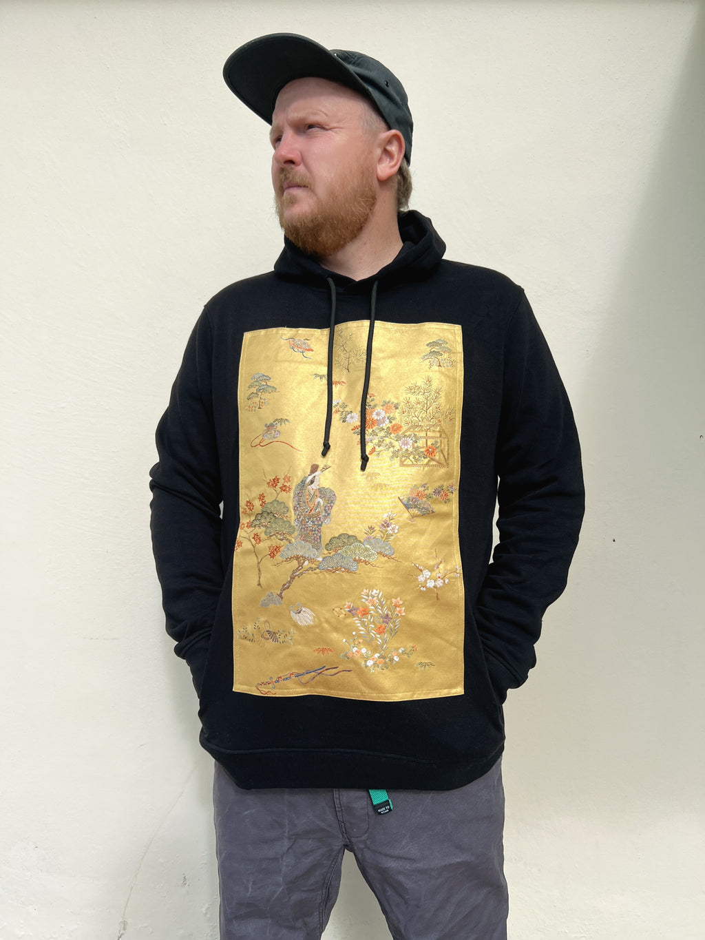 Handmade Upcycled Obi Organic Cotton Hoodie  2XLsize