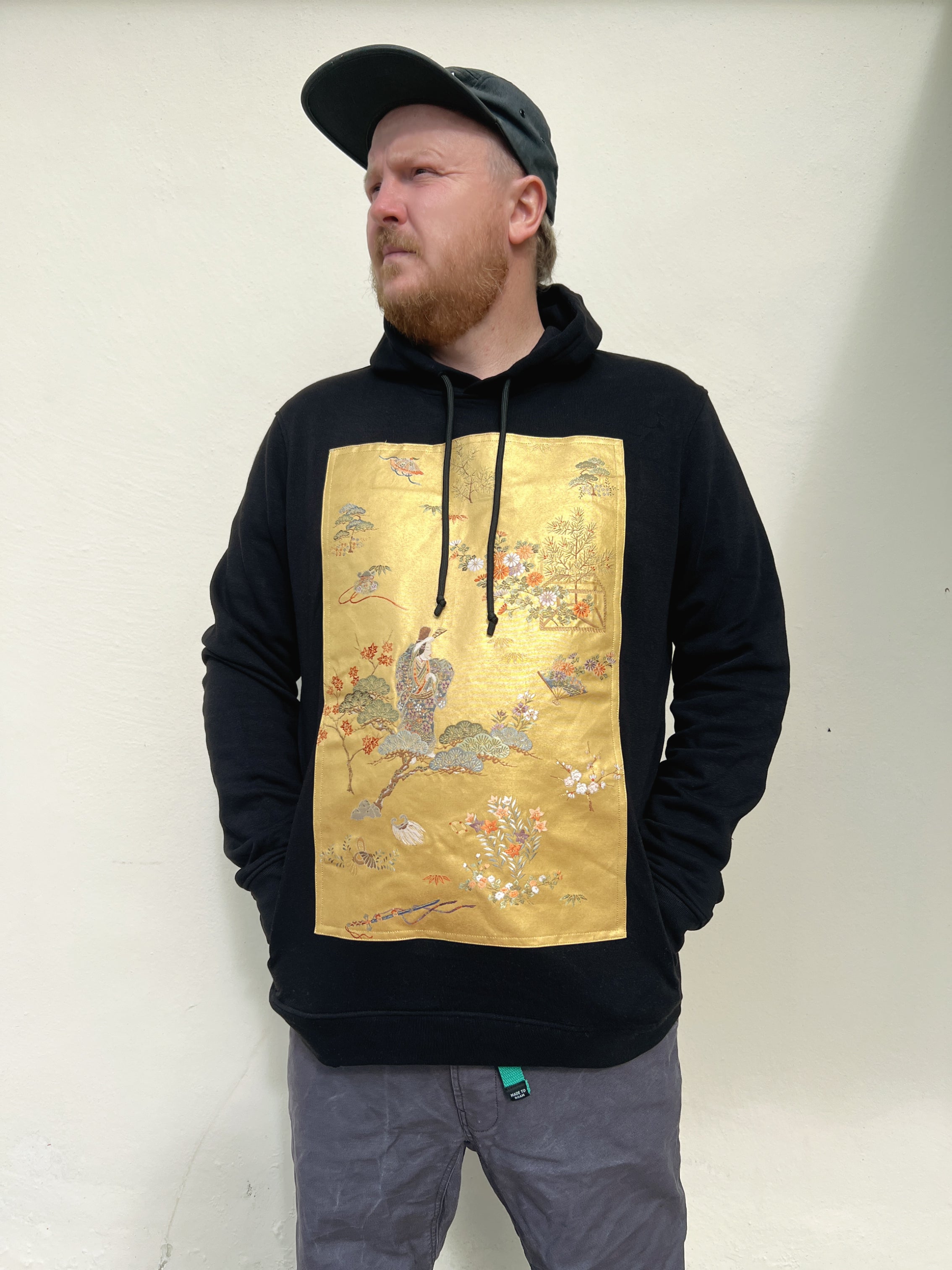 Handmade Upcycled Obi Organic Cotton Hoodie  2XLsize