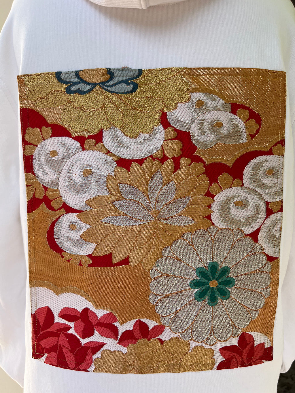 Handmade Upcycled Obi Organic Cotton Hoodie  XLsize