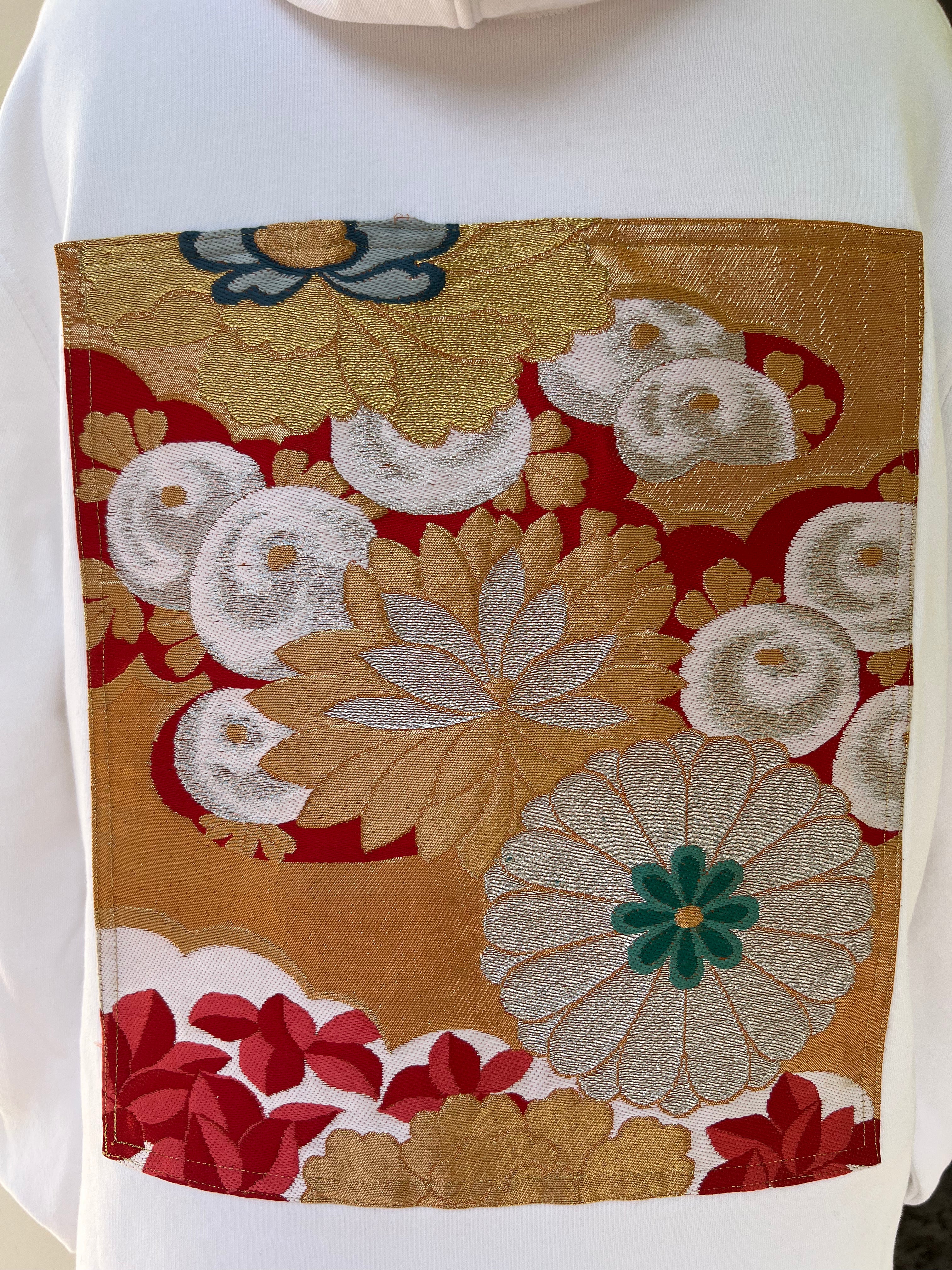 Handmade Upcycled Obi Organic Cotton Hoodie  XLsize