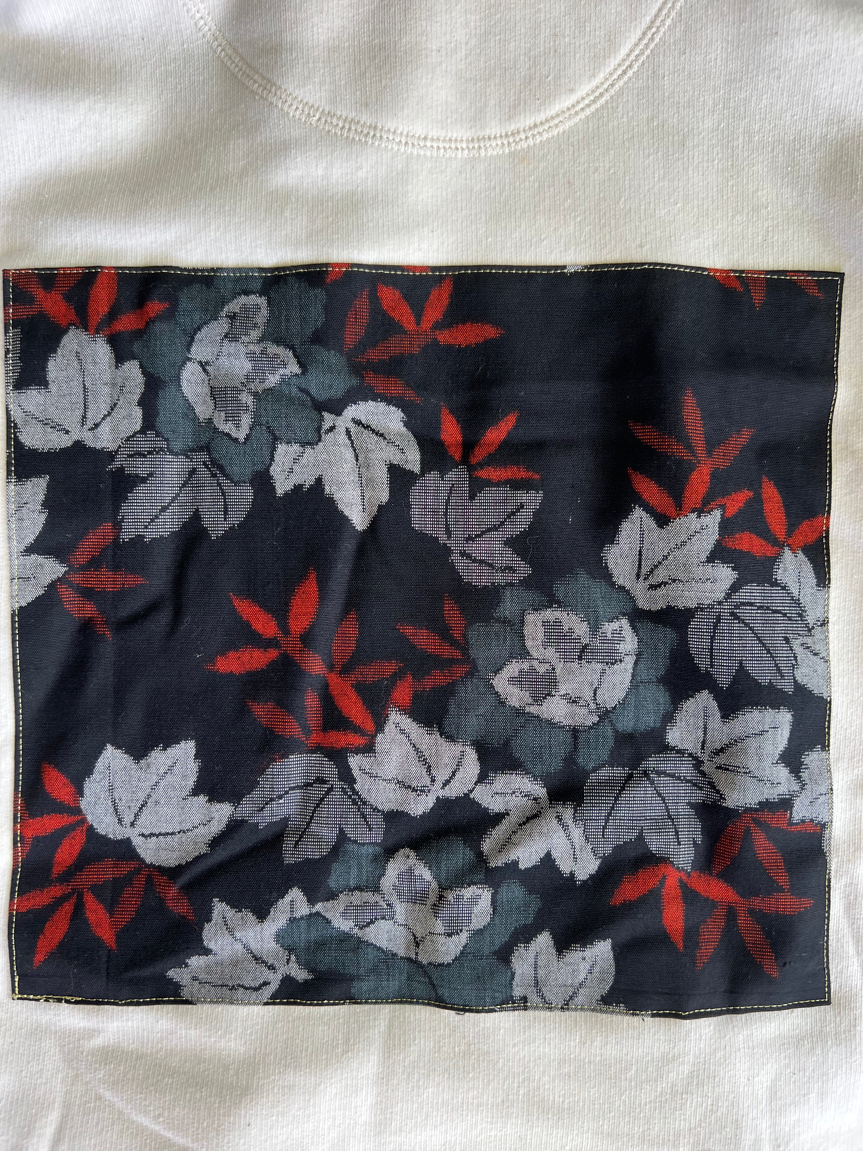 Handmade Upcycled Kimono Organic Cotton Hoodie M size