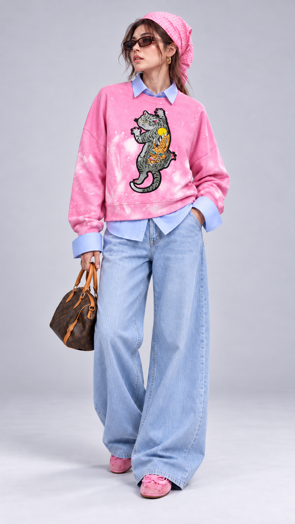 Organic Cotton Galaxy Cat Jumper M size
