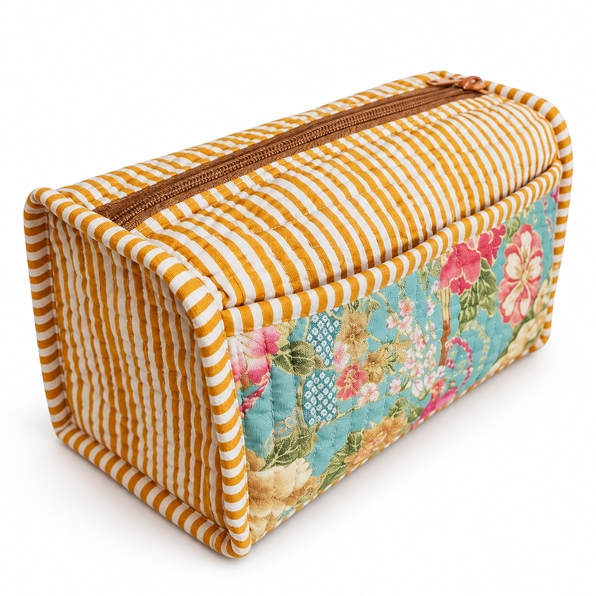 Handmade Japanese Cotton Washbag with Gold Print