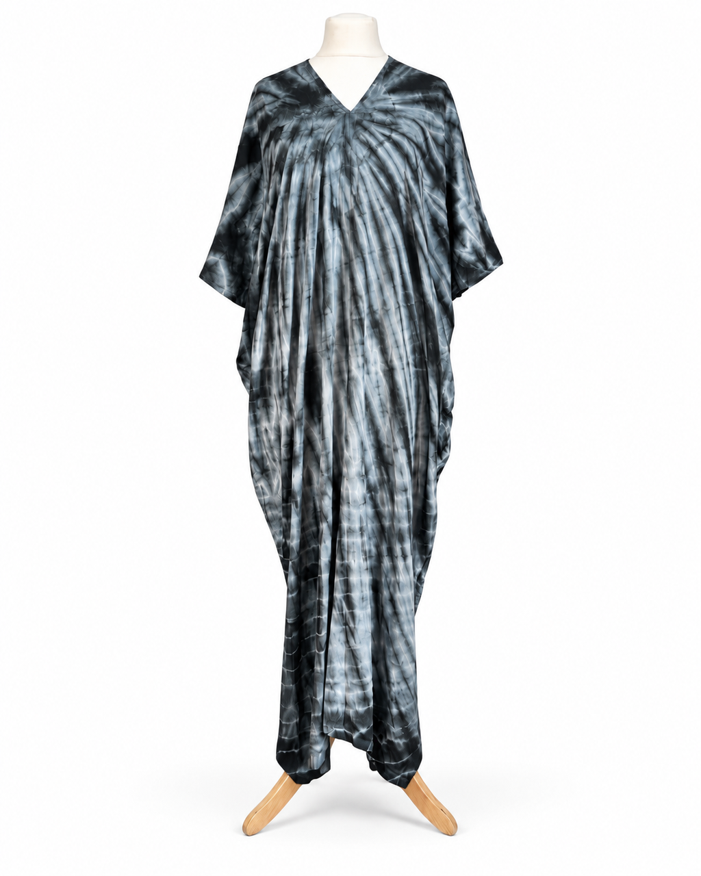 Hand Dyed Cotton Viscose Tie-Dye Kaftan Dress